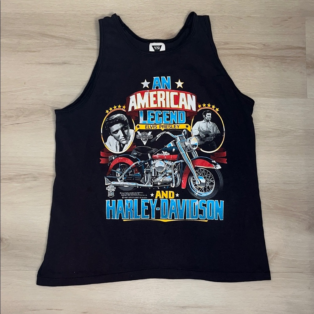 Vintage 1987 SSI Harley Davidson Elvis Presley Tank Top